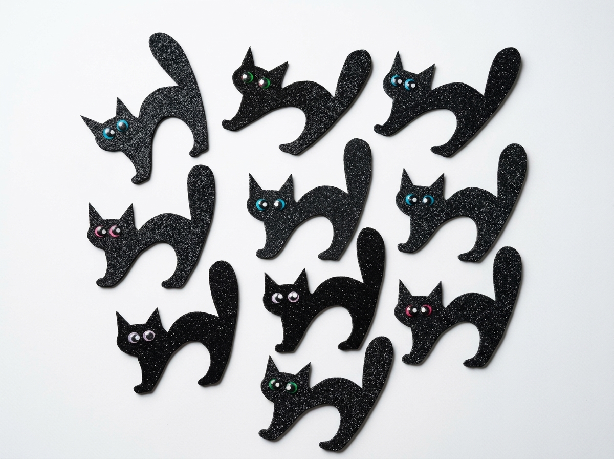 Gato tenebroso Figuras Eva adornos apliques Halloween en foamy Escarchado