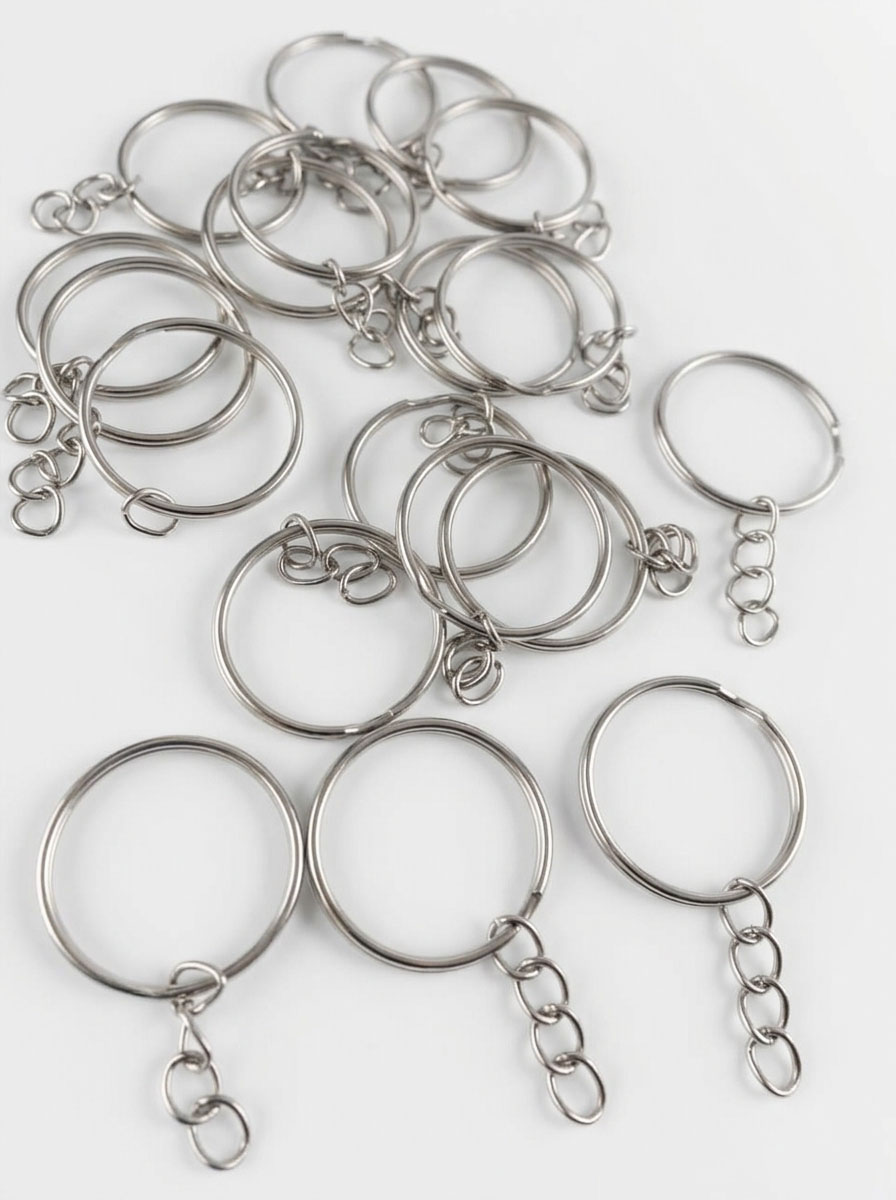 argollas con cadena metalicas para llaveros para artesanias