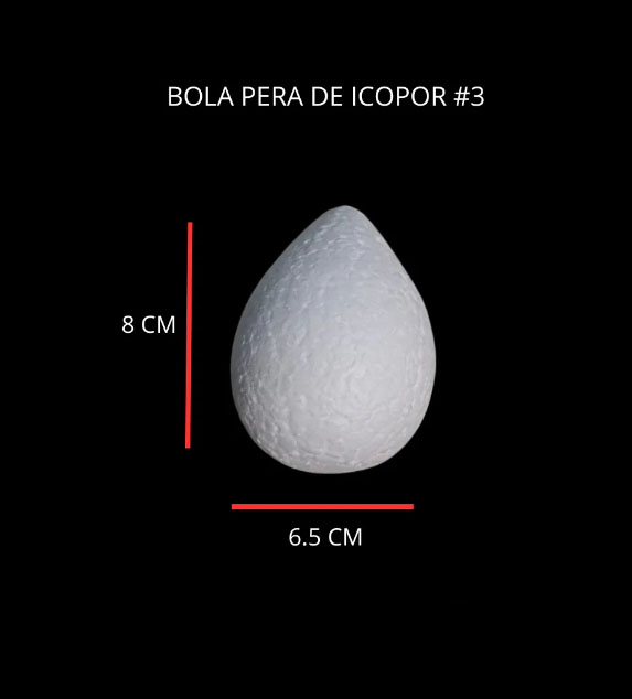 Huevo Pera de Icopor #3 de 8cm para sus adornos navideños o trabajos escolares, 