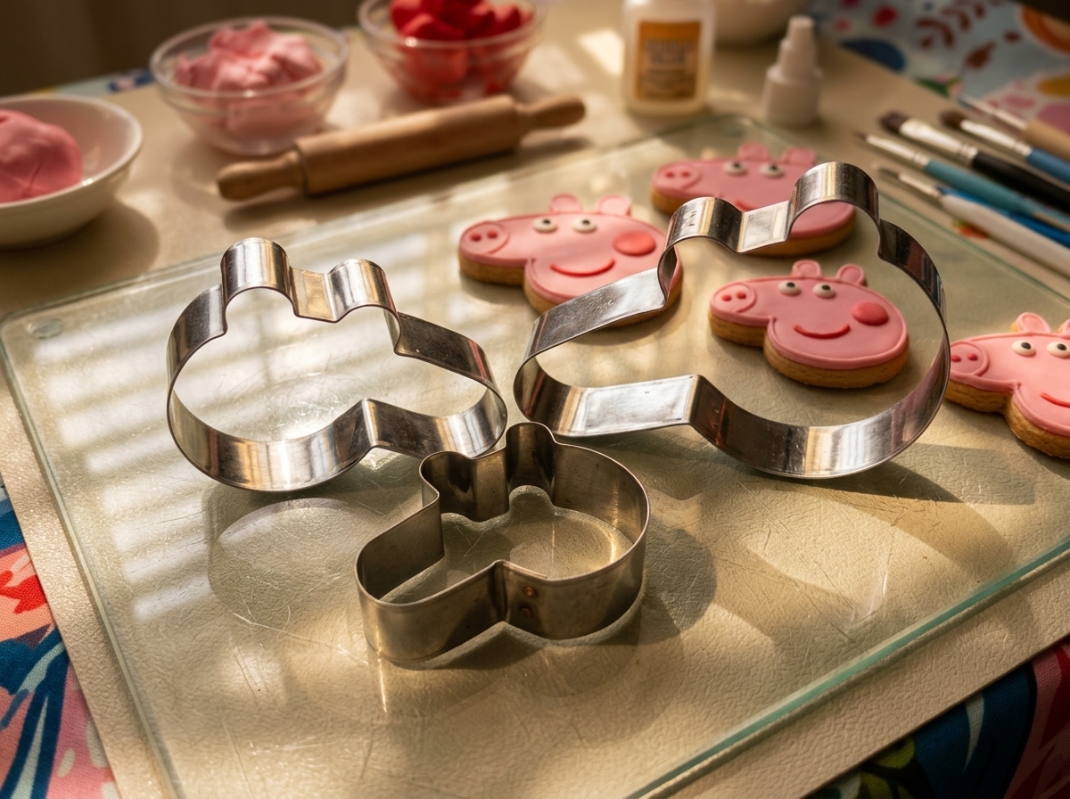 cortador en metal forma de cara peppa pig galletas
