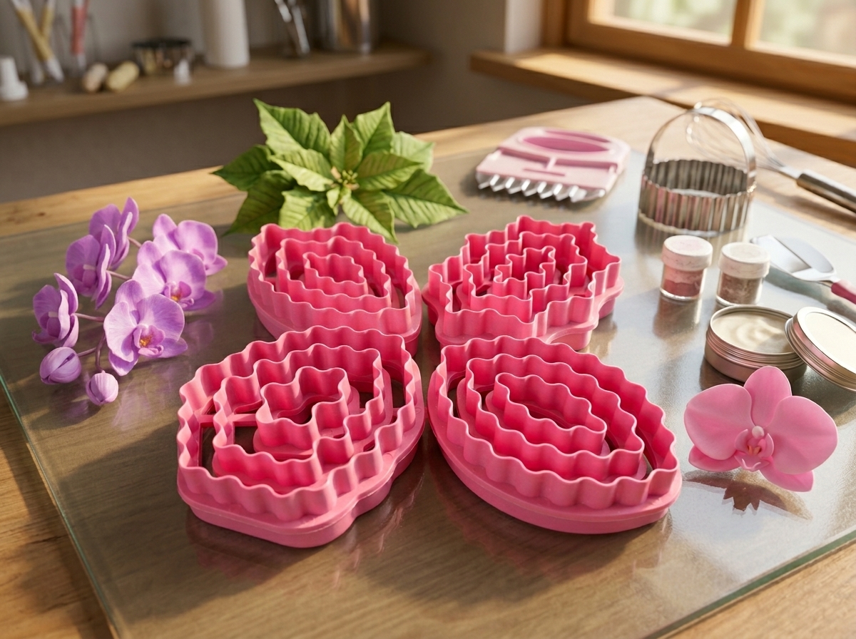 Cortador plastico de flores orquidea, cortador de flores poinssettia, flores en pasta fria