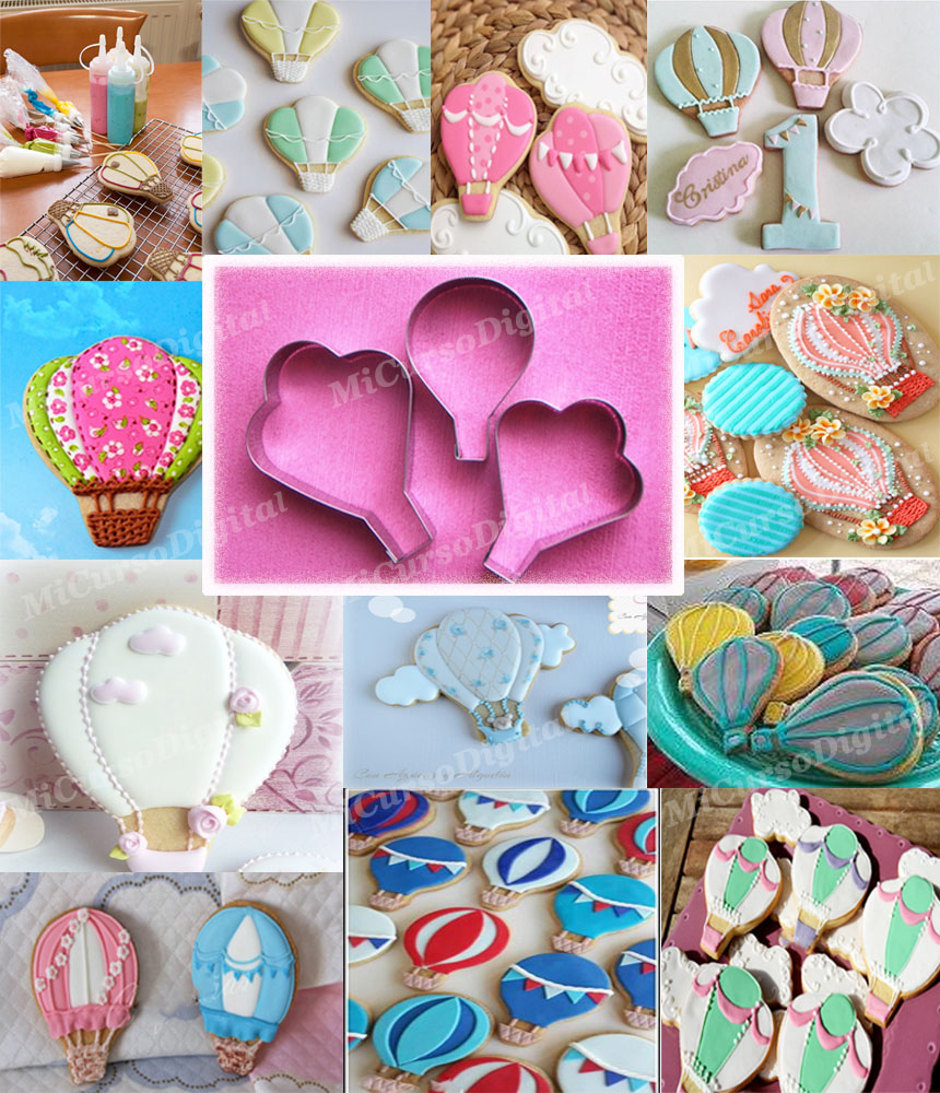 Cortador de galletas globo aerostatico muffins cupcake decoración en fondant