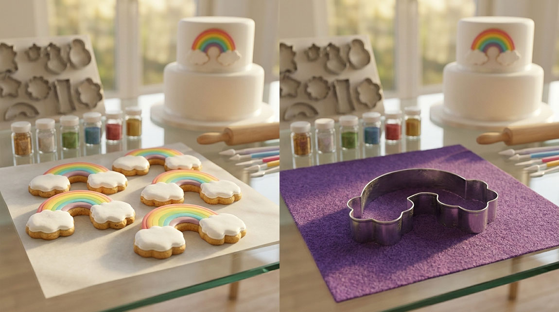  Cortador de Galletas arcoiris nube en acero reposteria torta infantil