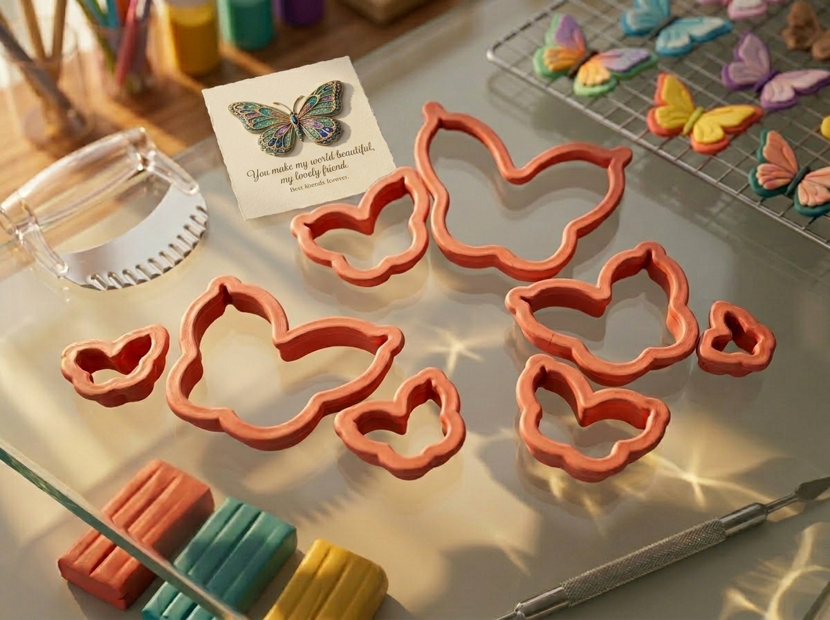 Cortador plastico forma de mariposa para manualidades en pasta fria porcelanicron