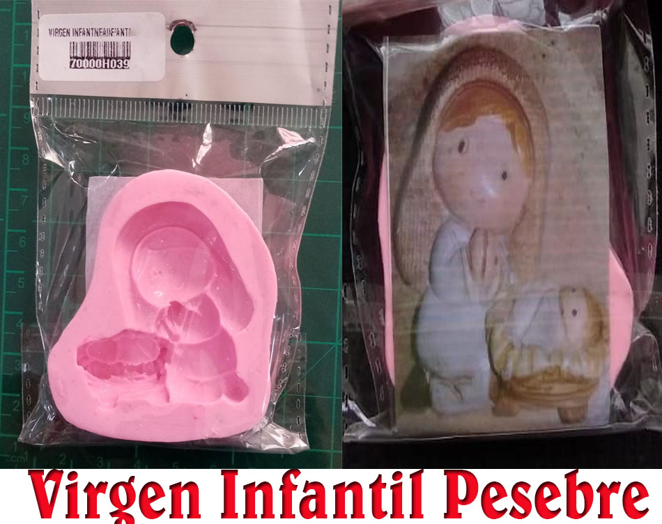 Molde Silicona Virgen infantil Maria 5cm decora pesebre en pasta