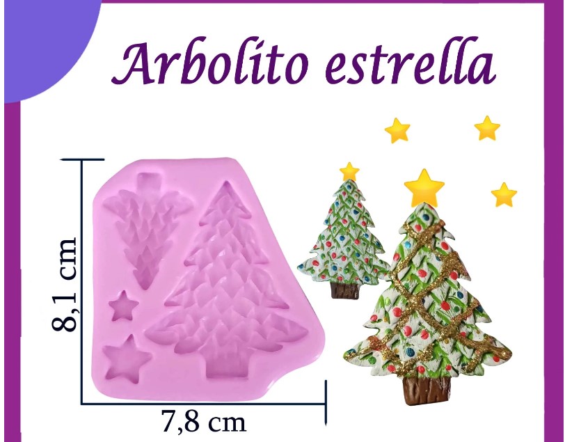 Molde silicona arbol estrella de navidad para pasta fria