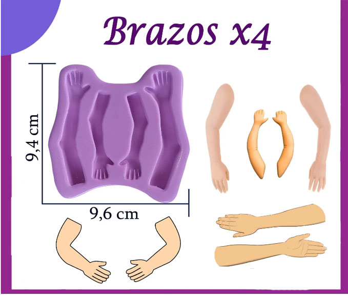 Molde silicona brazos de muñecas para pasta fria