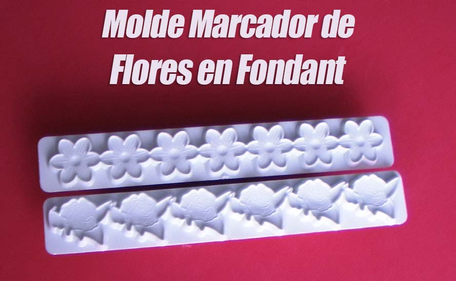 Molde marcador de flores rosa y margarita fondant y pasta fría
