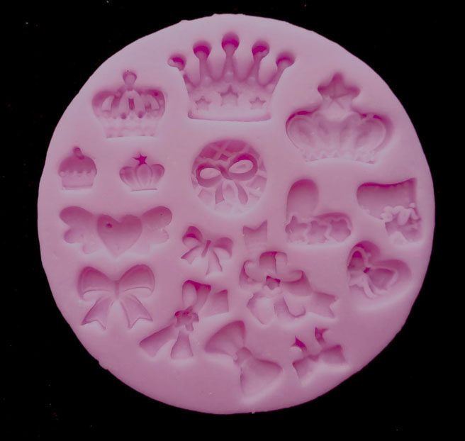 Molde Silicona corona de princesas, moños lazos para apliques en