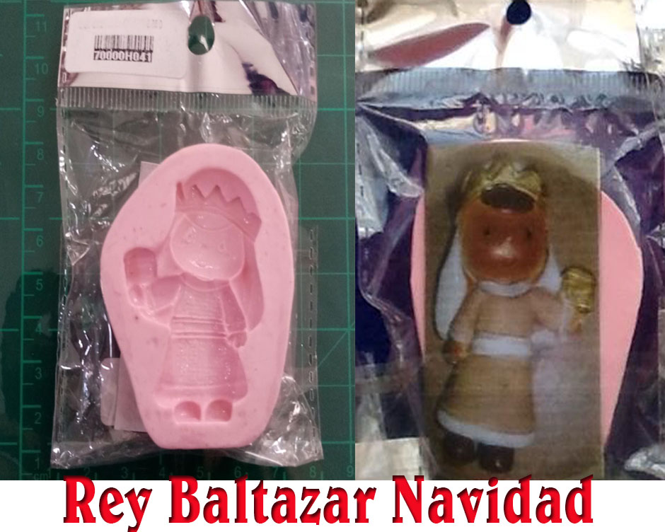 Molde Silicona rey Baltazar 5cm reyes magos decora pesebre en pa