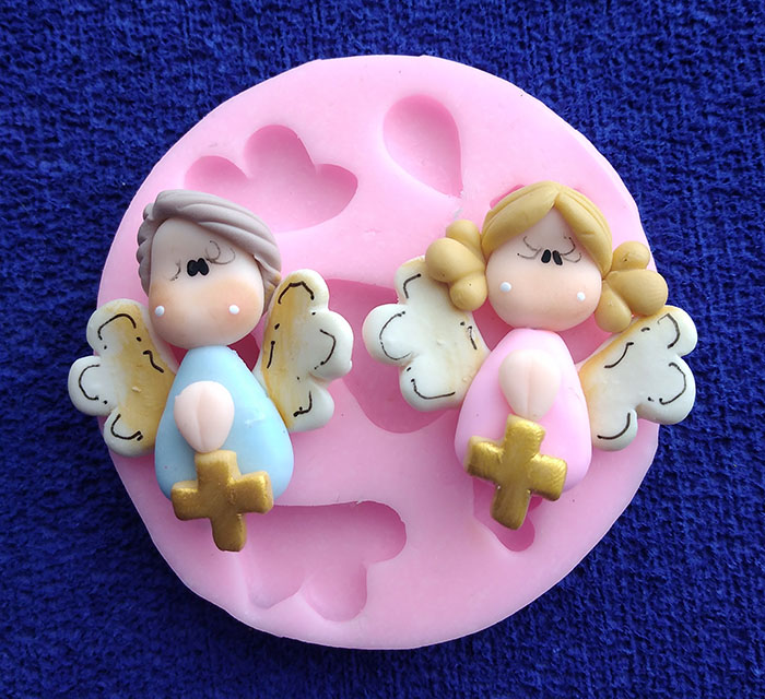 Molde Silicona angel con cruz para fondant pasta eva flexible o porcelanicrón,recordatorios para bautizo, primera comunion, decora tortas con angel,recuerdos con angel bautizo