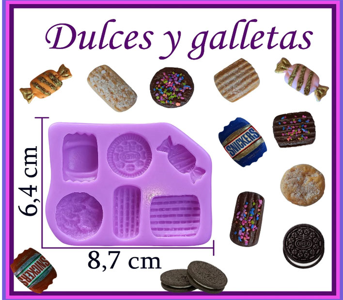 Molde silicona Dulces  galleta oreo caramelos baston y golosinas pasta fria