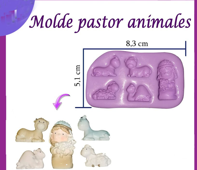 Molde en Silicona pastor y animales de pesebre jesus maria jose