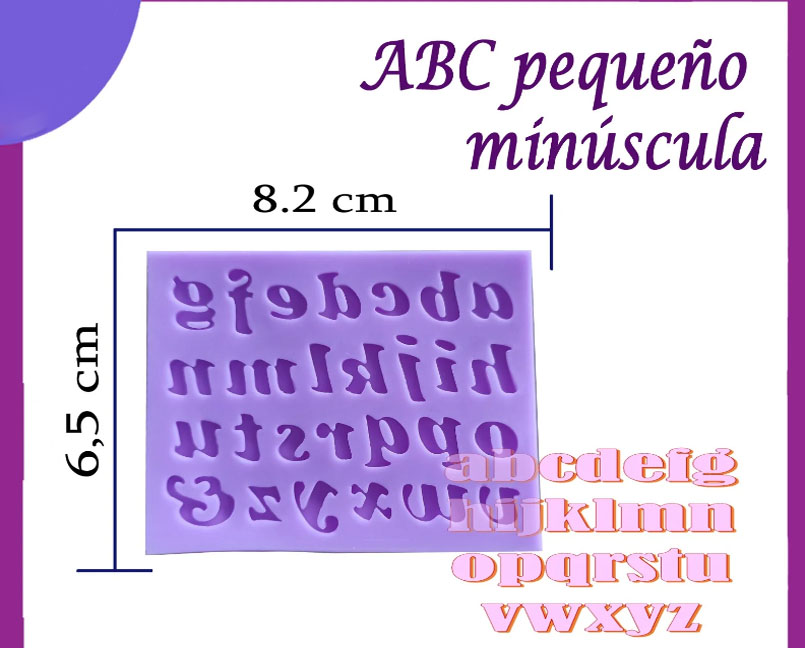 Molde siliconado Minúscula del Alfabeto Abecedario para Decorar Tortas Pasta Fria Frases Textos Letras miniatura