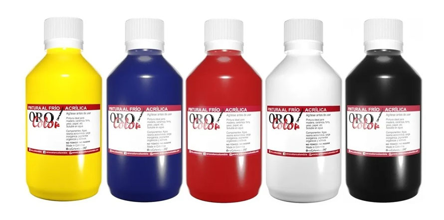 Kit 5 Colores 250ml. Pintura Acrílica Orocolor