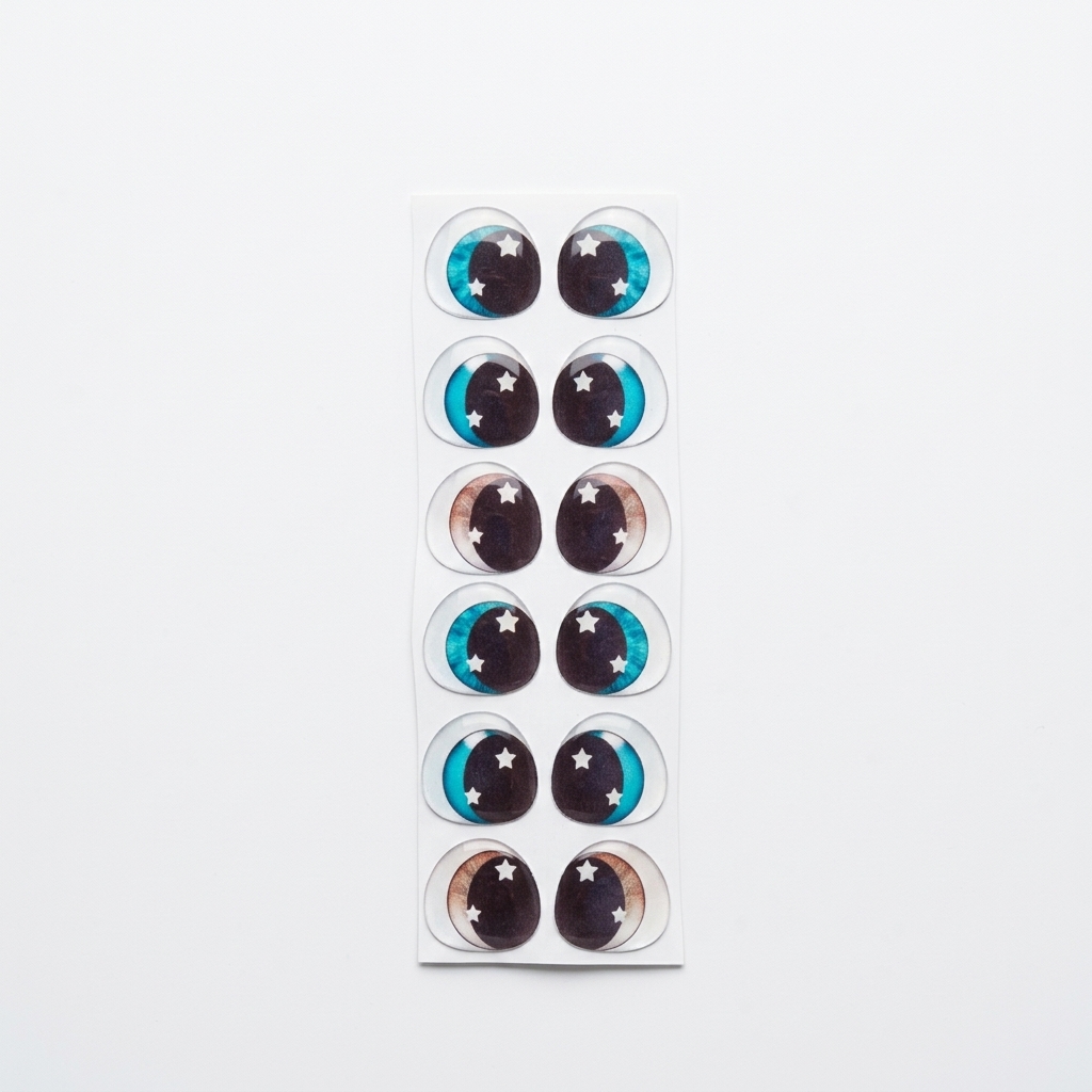 adorno sticker ojos adhesivos para muñecos en tela