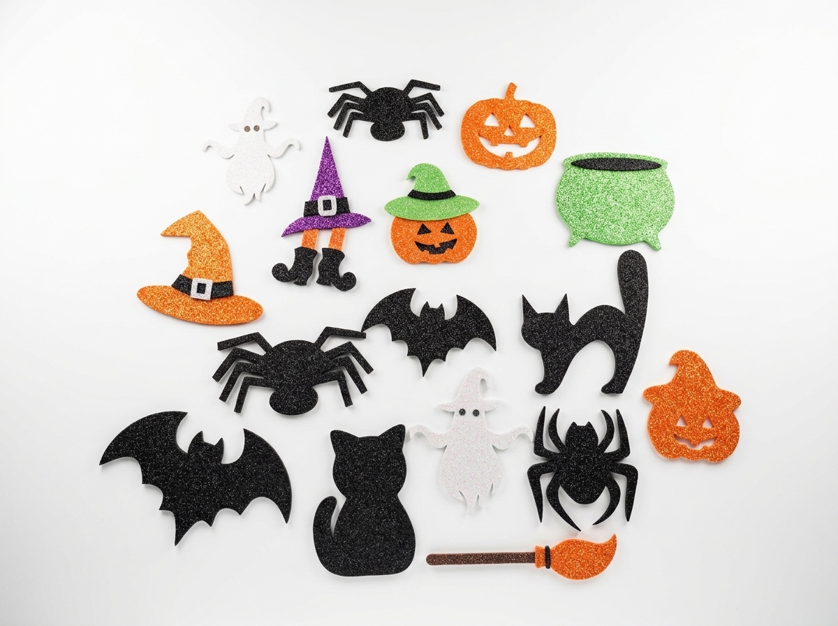 Figuras Eva adornos apliques Halloween creadas en foamy Escarchado