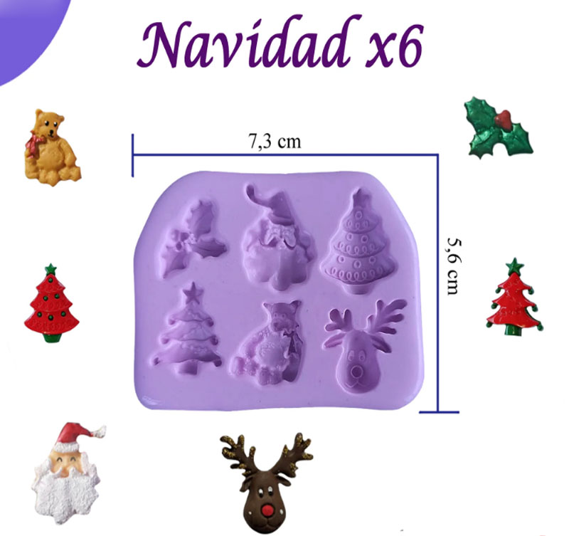 Molde Silicona Navidad x6 apliques