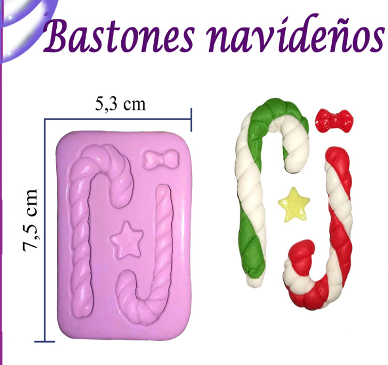 Molde silicona baston navidad
