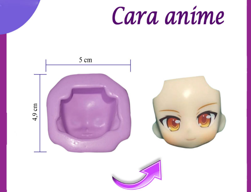 Molde en silicona caras anime fantasia para Pastas flexibles cara mini