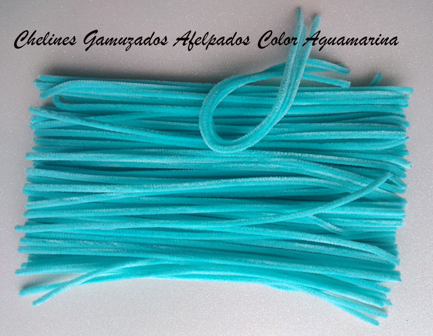 Chelines Gamuzados Tono Azul Aguamarina para Decoración de muñec