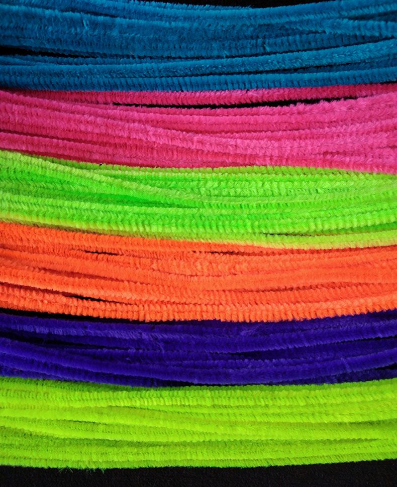 100 pz de Chelines gamuzados tonos surtidos Amarillo-Morado-Naranja-Verde-Fucsia-Azul Fluorescentes Neón para Decoración de muñecos 