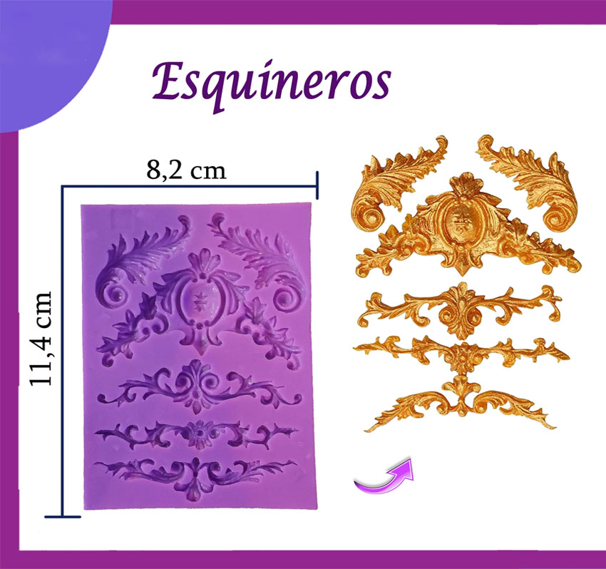 Molde flexible esquineros x5 arabescos