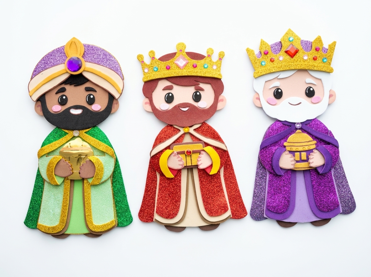 apliques reyes magos en foami goma eva