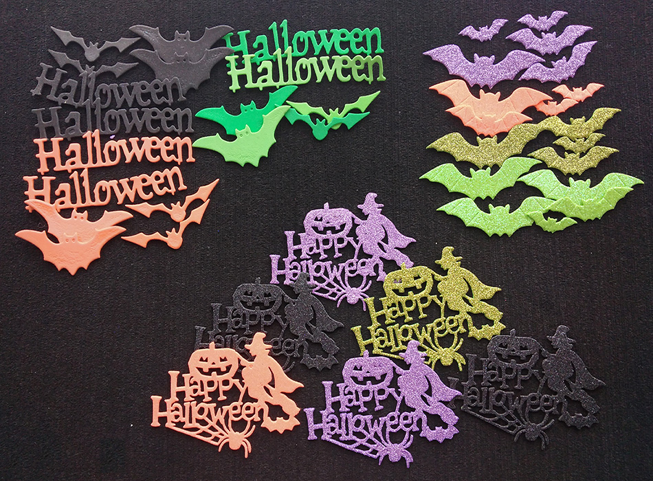 Figuras troquelados con Diseños Halloween en foamy Plano y Escarchado para 