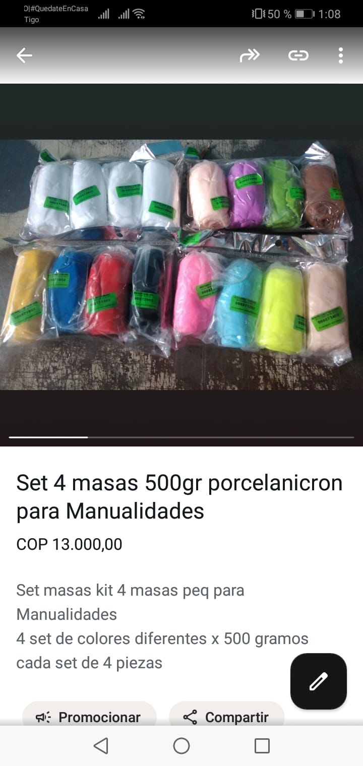 masas de porcelanicron flexibles 125 gramos