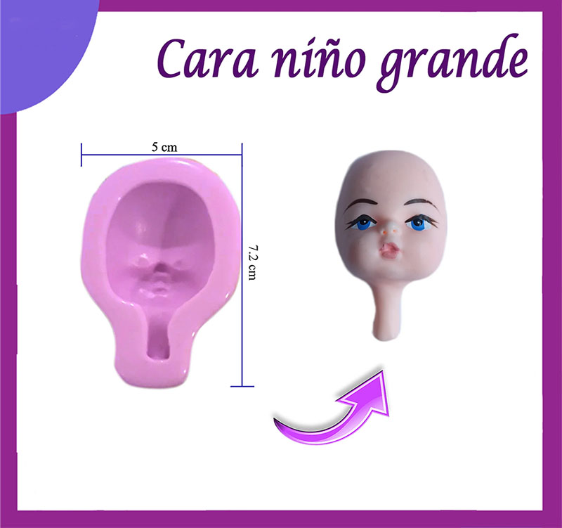 Molde en silicona caras de niño para Pastas flexibles cara mini