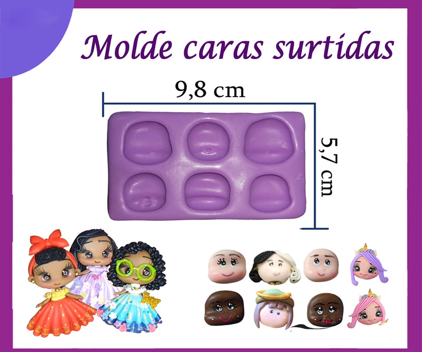 Molde silicona caras de muñecas para pasta fria