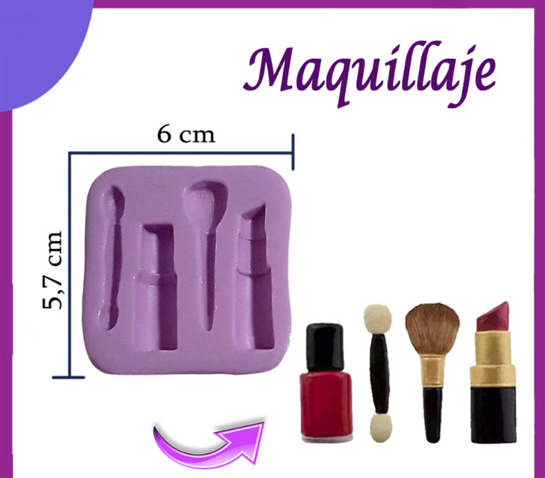 Molde En silicona Maquillaje Lápiz Labial, Esmalte, Brocha, pincel doble pelo Diseño Prendedor Apliques Aretes