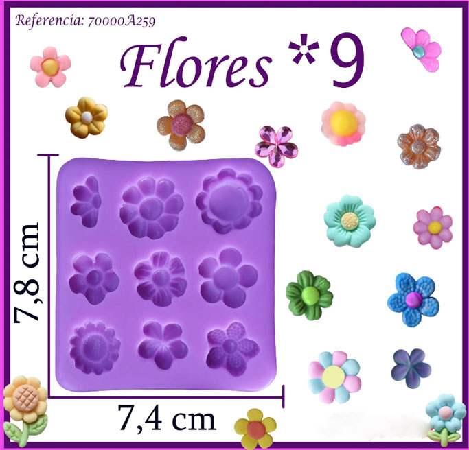 Molde silicona Flores miniatura para pasta fria