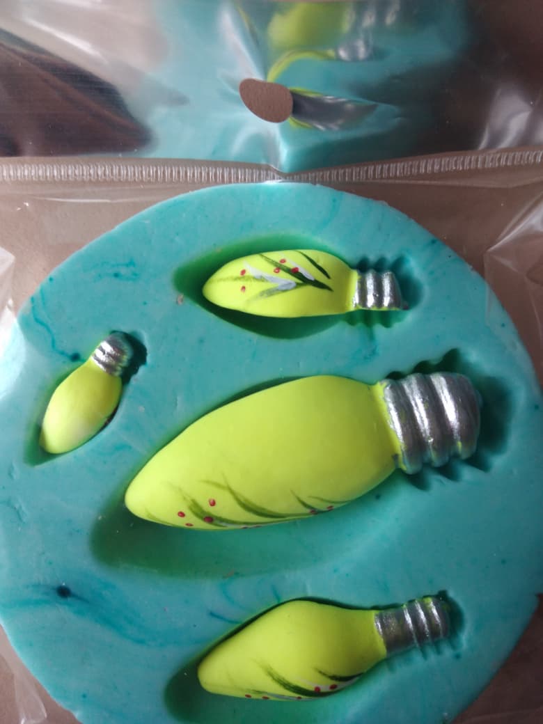 Molde en silicona bombillos navidadeños luces x4