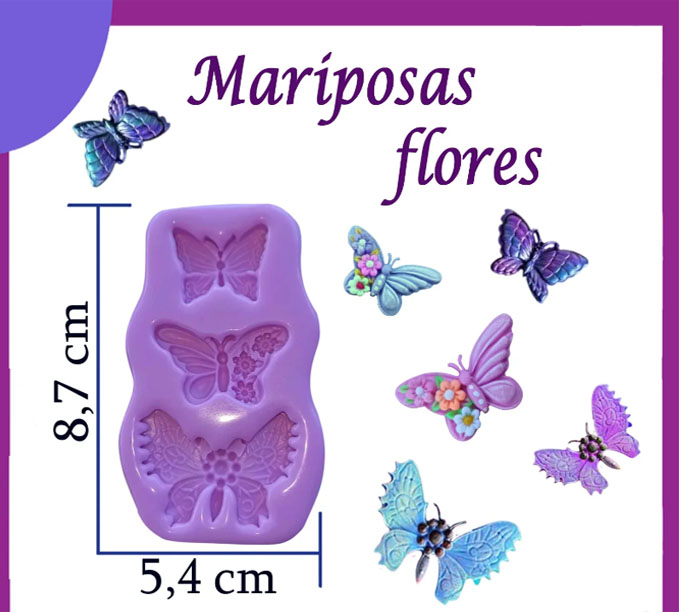 Molde silicona mariposas redondas para pasta fria