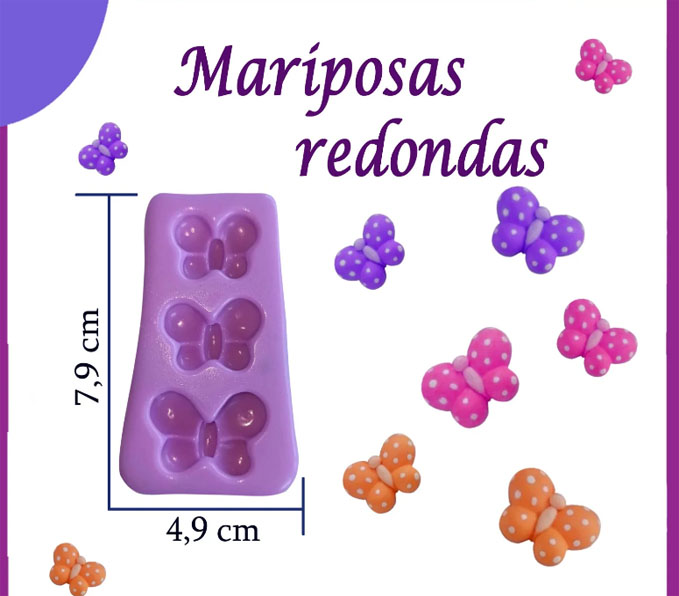 Molde silicona mariposas redondas para pasta fria