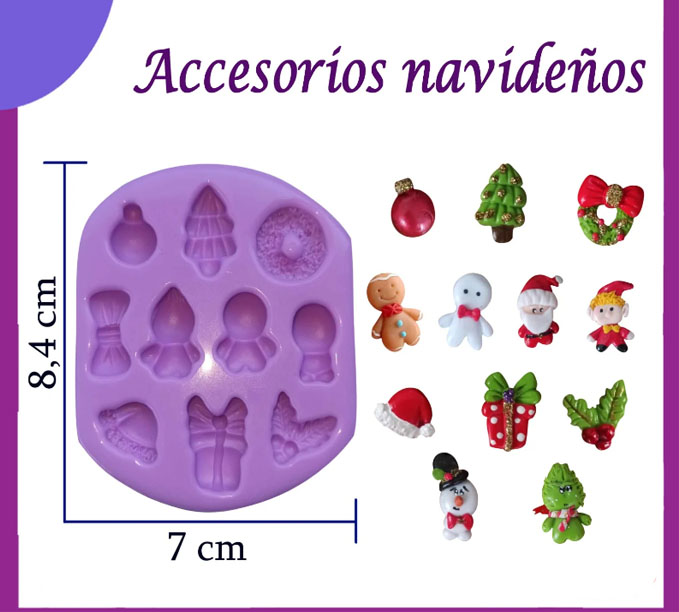 Molde en silicona apliques navidad 