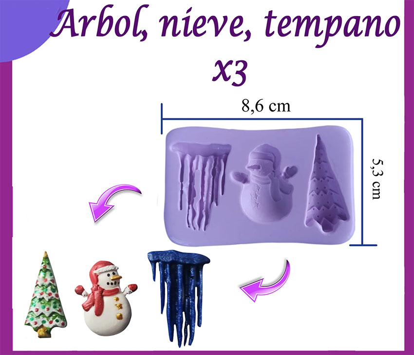 Molde silicona reno y apliques navidad