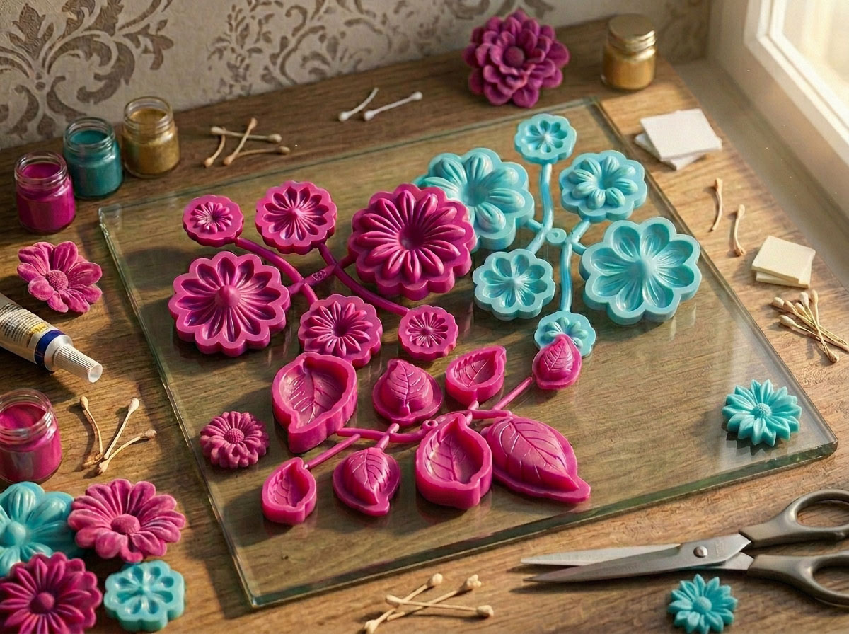 Troquel Hojas De Rosa y flores