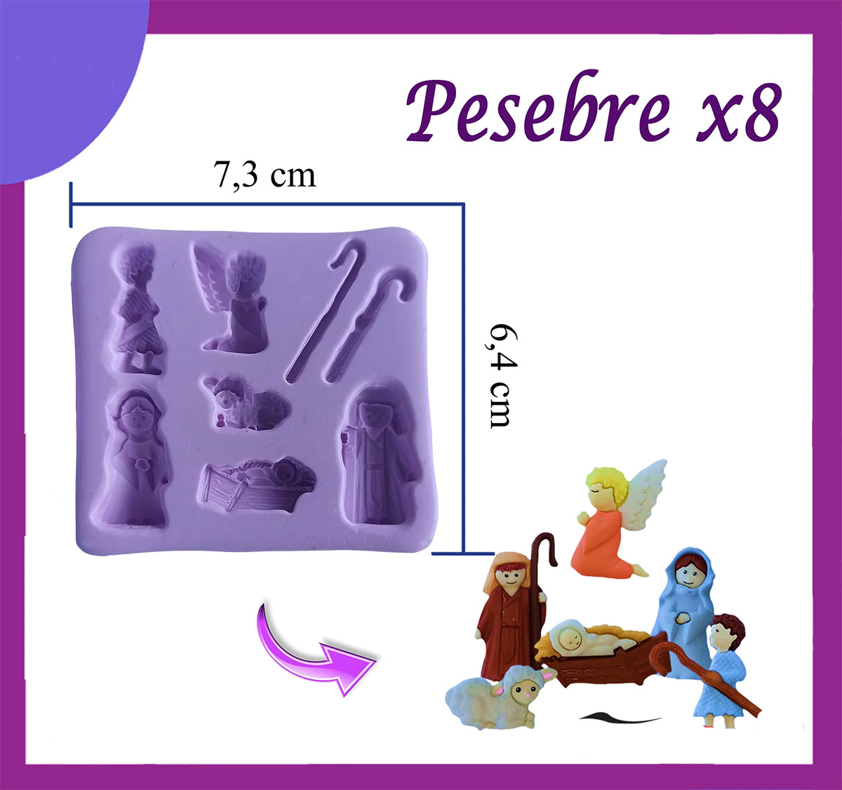 Molde en silicona reyes magos para pasta fríA apliques