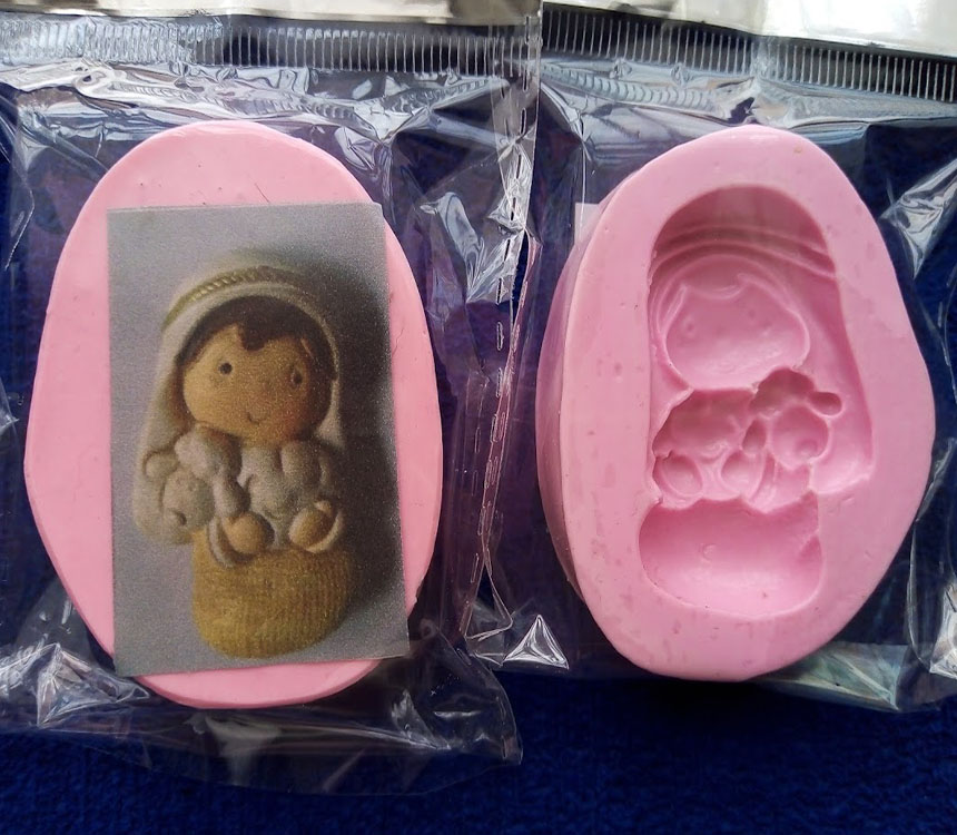 Molde en Silicona pastor con oveja cara infantil de 5cm para Pesebre