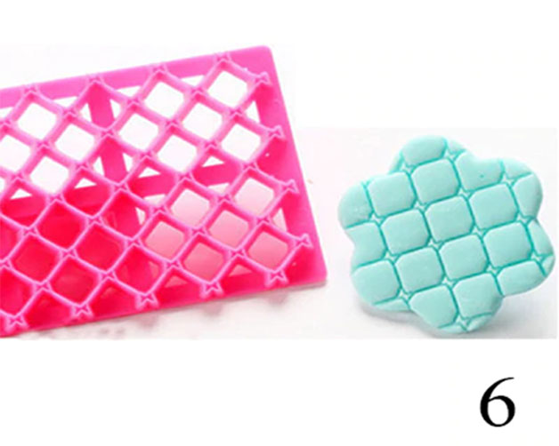 Molde plástico para galletas tejidos o acolchados impresión en pasta fimo o fondant