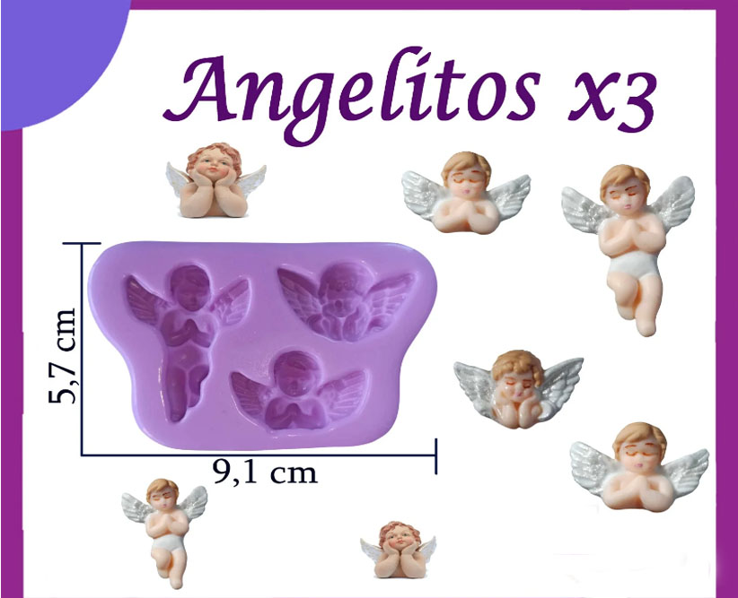 molde en silicona angelitos para bautizo