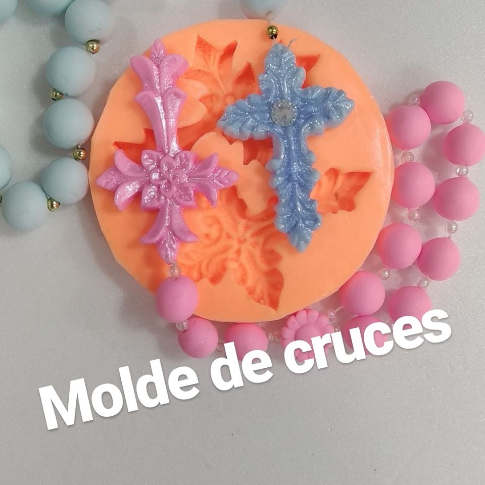 Molde en silicona cruz de cristo para denarios camandula comunion bautizo recuerdos fondant