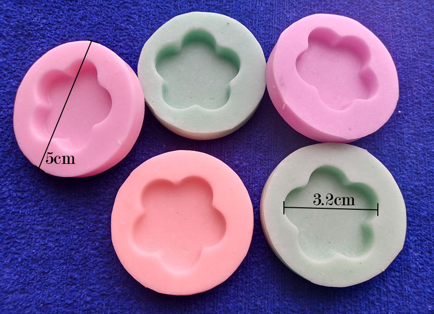 MOLDE SILICONA FLOR REDONDA 5 PETALOS ENCAPSULADOS RESINA EPOXICA Y PASTA  FRIA GOMA, MATERIALES PARA MANUALIDADES EN MASA FLEXIBLE FOAMY GOMA EVA  PASTILLAJE Y DECORACIÓN DE TORTAS