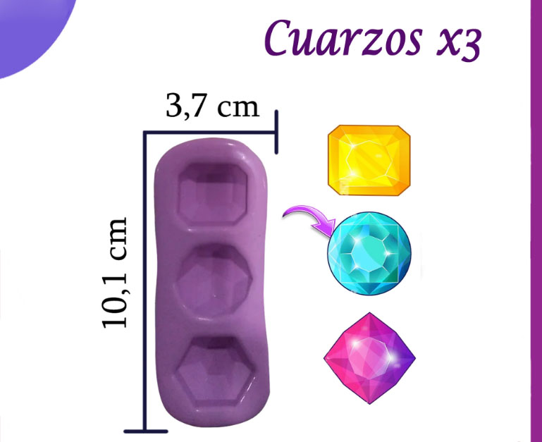 Molde silicona cuarzos rubies oro para pasta fria