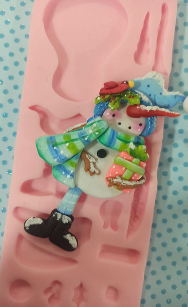 Molde en Silicona muñeco de nieve con regalo para Navidad