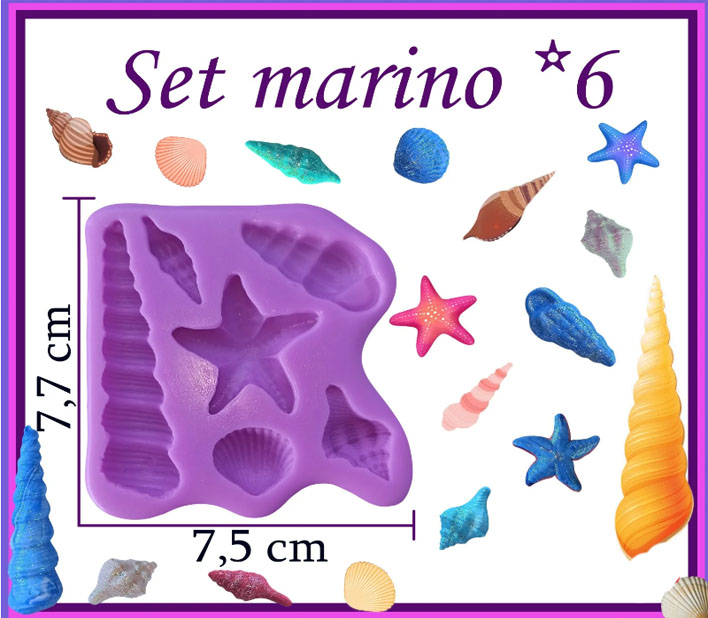 Molde silicona organismos marinos pasta fria