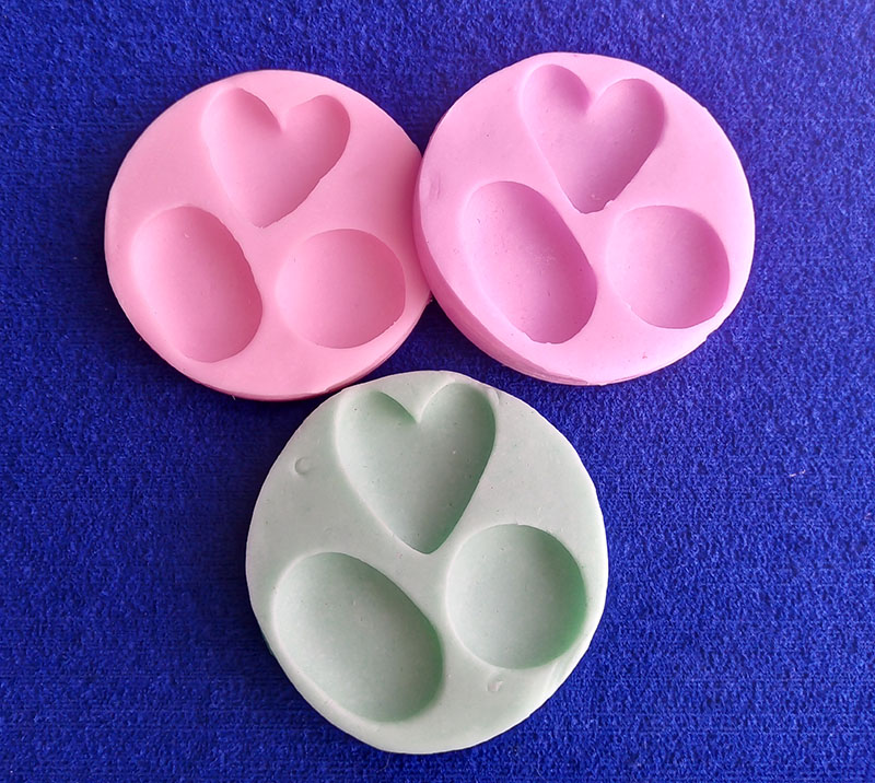 Molde silicona Gemas de corazón circulo ovalo x3 para resina epo